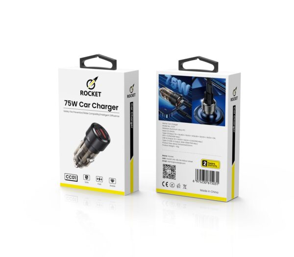 شاحن ولاعة السيارة  usb/ typ-c من شركة روكيت ROCKET-(CC01)