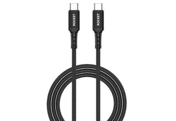 كيبل شحن type-c to type-c 60W شحن سريع اصلي من شركة روكت