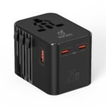 ⁦محول كهربائي عالمي للسفر 4 في 1 يحتوي على منفذين شحن Type-C بقدرة 25 واط ومنفذ USB بقدرة 18 واط من شركة ROCKET رمز المنتج (HC10) (Travel adapter fast charger)⁩ - الصورة ⁦3⁩