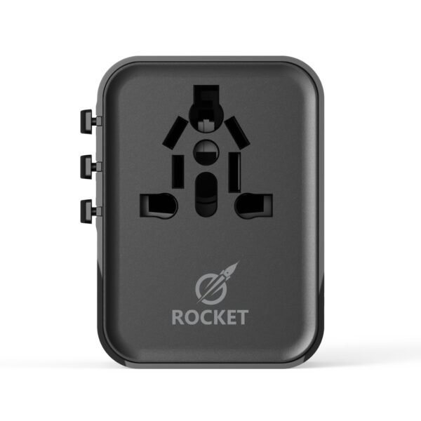⁦محول كهربائي عالمي للسفر 4 في 1 يحتوي على منفذين شحن Type-C بقدرة 25 واط ومنفذ USB بقدرة 18 واط من شركة ROCKET رمز المنتج (HC10) (Travel adapter fast charger)⁩ - الصورة ⁦5⁩