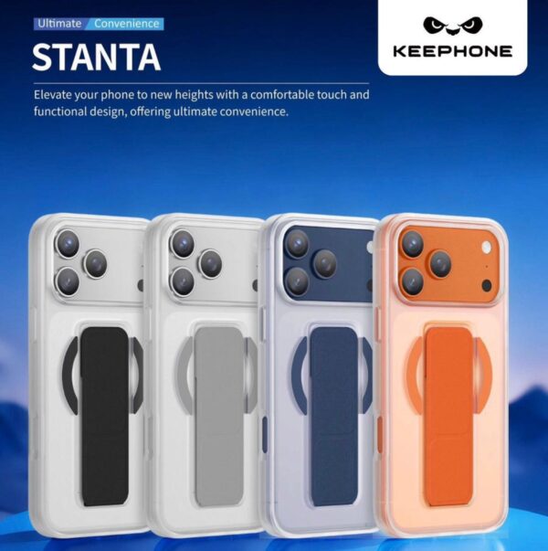 كفر KEEPHONE بتصميم عصري مع مسكة جلد وتصير ستاند بنفس الوقت, مع دعم MagSafe مغناطيسي قوي وثابت, يوفر حماية ممتازة للجهاز من الصدمات والخدوش
